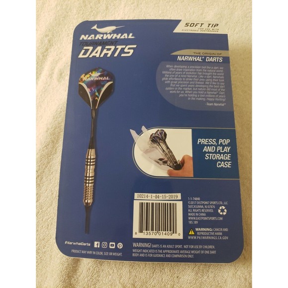 Narwhal Games New Narwhal Tournament Darts Soft Tip 8g Brand With